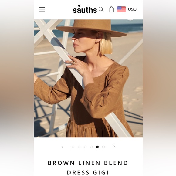 SAUTHS Gigi brown linen blend dress, size S - Picture 2 of 8